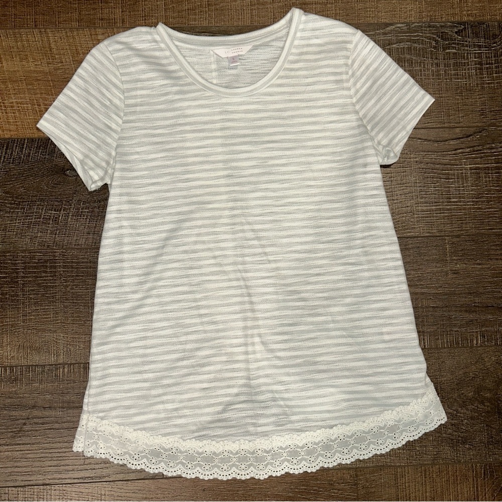 LC Lauren Conrad Striped Lace Shirt Women’s Small